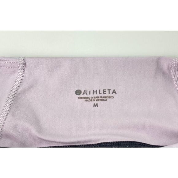 Athleta Colorblock Ankle Leggings Womens Medium Gray Pink Athleisure BK0468 - Picture 3 of 7